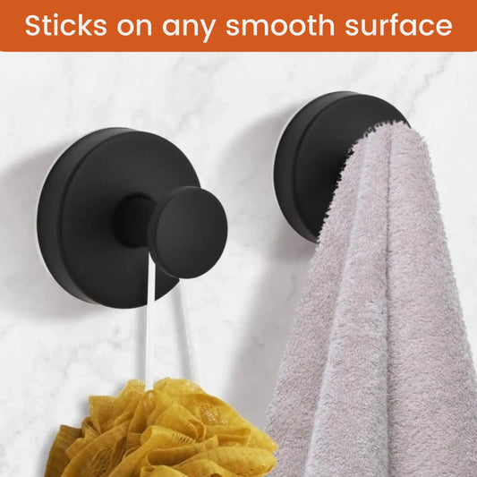 Bathroom Suction Cup Hooks, Strong Suction Cup, Towel Hook, Bathroom Hooks for Towels, 15-Pound Load Capacity, Waterproof & Rust-Resistant, Ideal for Kitchen/Bathroom/Walls/Glass/Mirrors/Shower Doors